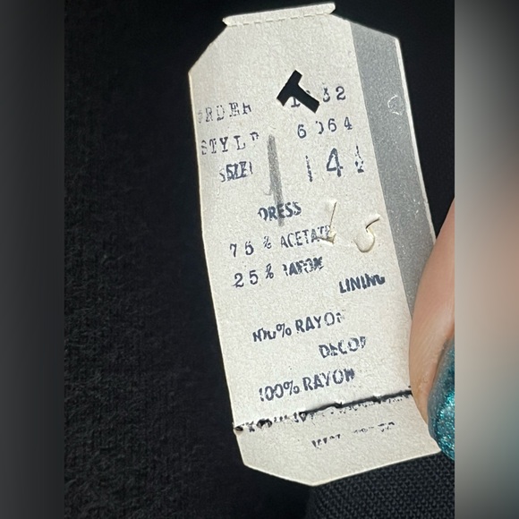 Vtg Ladylike Sheer Sleeved Pearl Bow Modest Knee Length Dress 14 Deadstock NWT - Picture 8 of 10